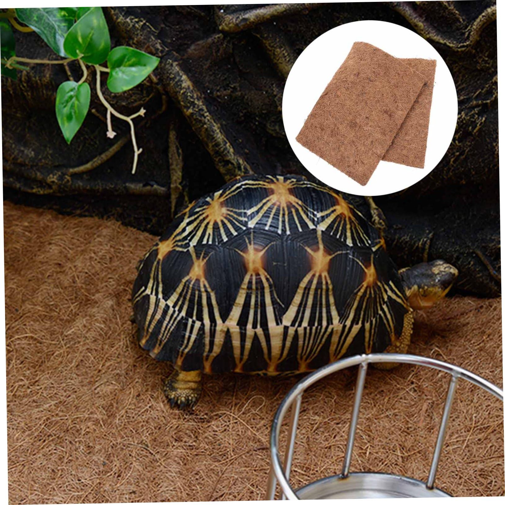 Tappeto Rettile in Fibra di Cocco, Protezione Morbida 4 Pezzi | Tonalità Caffè, per Serpente e Lucertola, Uso in Allevamento Domestico e Negozi per Animali