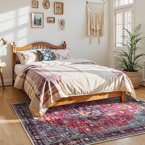 Miniatura 235 de Lahome Tapete tribal bohemio, pequeño, suave, antideslizante, lavable, de pelo corto, para piso en puerta, interior, entrada, baño, silla, Verde