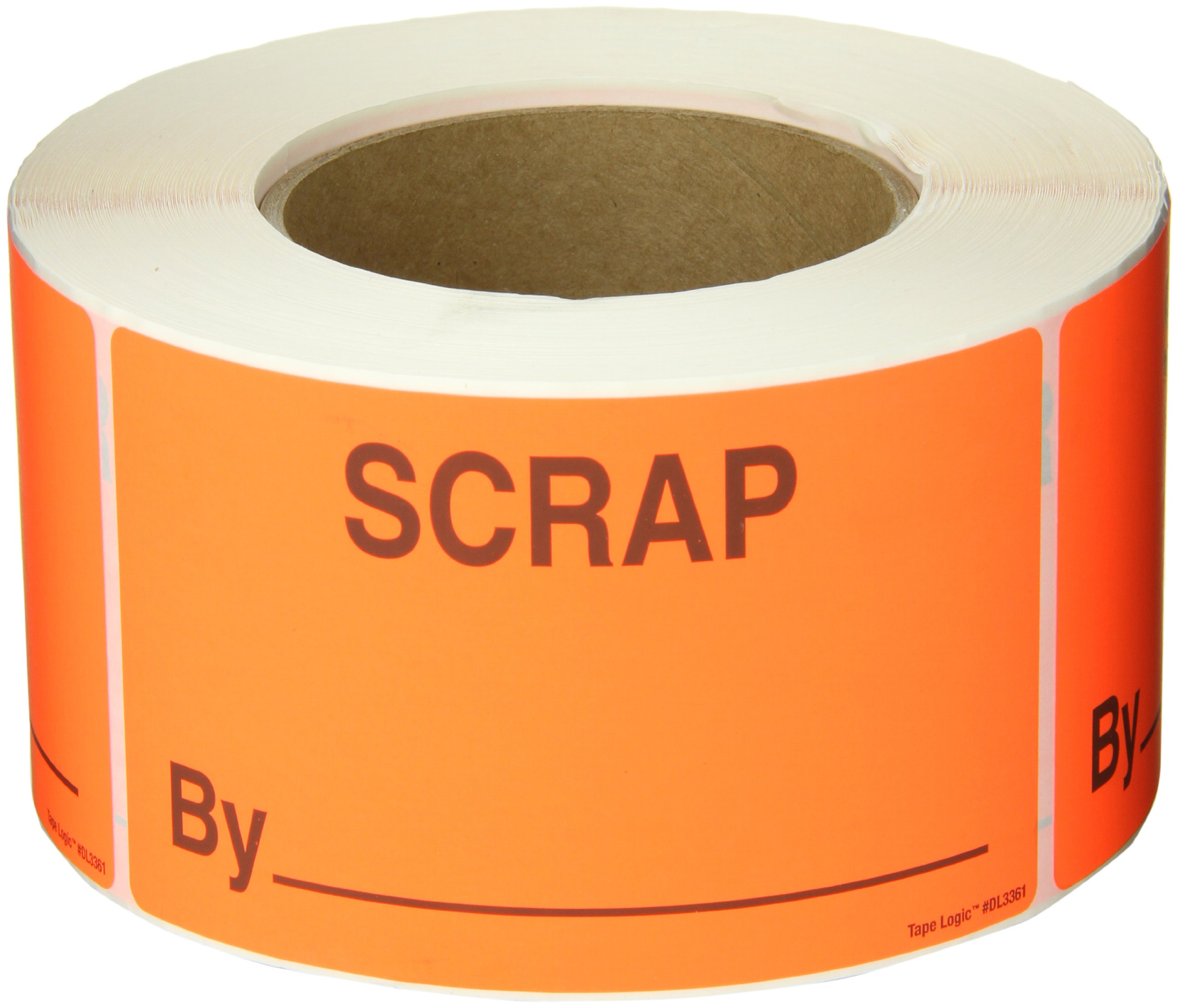 Tape Logic Aviditi Tape Logic 3" x 5","Scrap by_" Fluorescent Red Sticker, for Shipping, Handling, Packing, and Moving (1 Roll of 500 Labels)