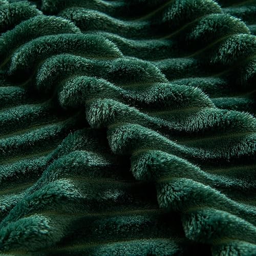 Miniatura 3 de MIULEE - Manta de cama decorativa de forro polar de franela con jacquard acanalado 3D en verde ejército de Navidad, super suave, ligera, cálida y