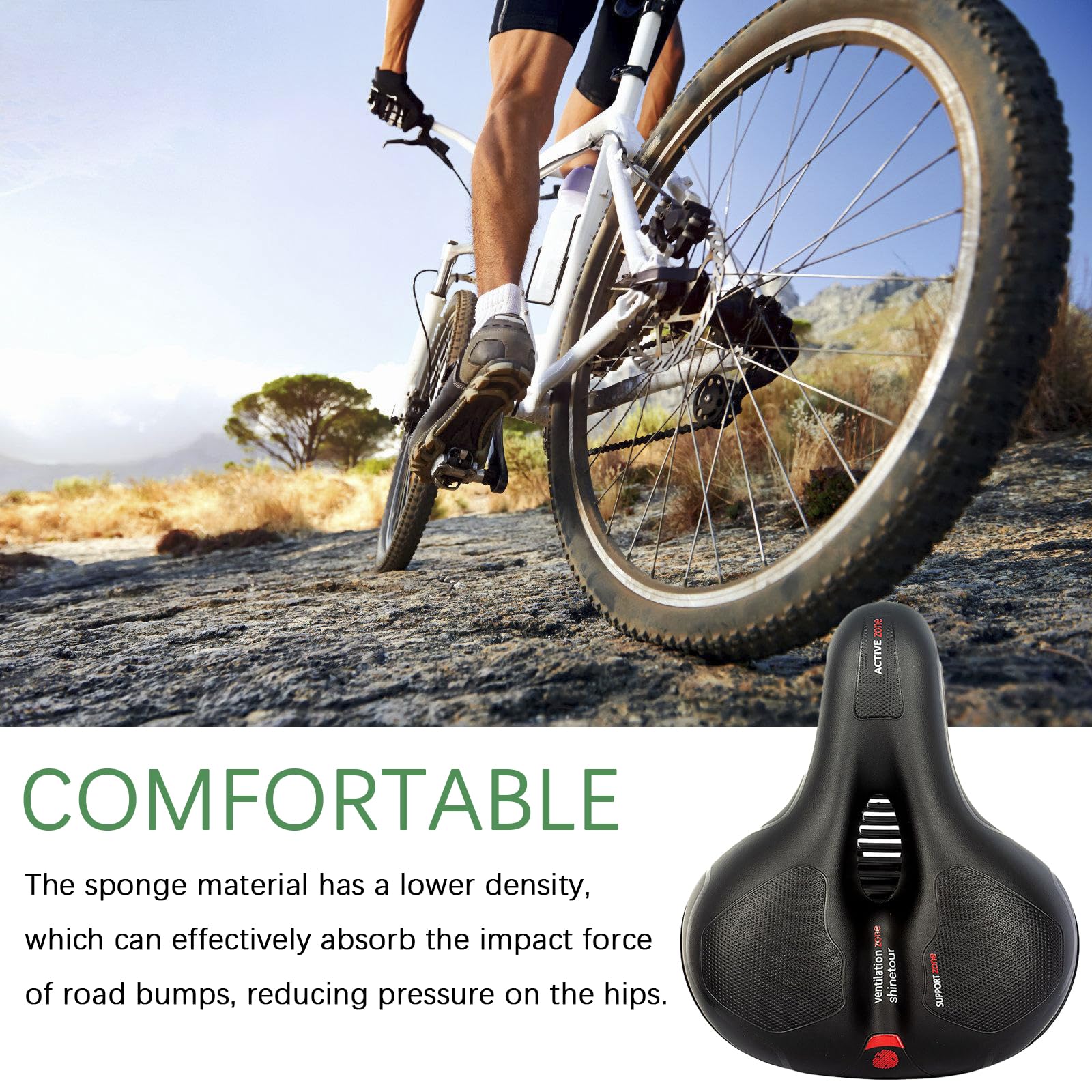 ZONSUSE Sella Bici Ergonomica Unisex in Gel, Comoda Impermeabile e