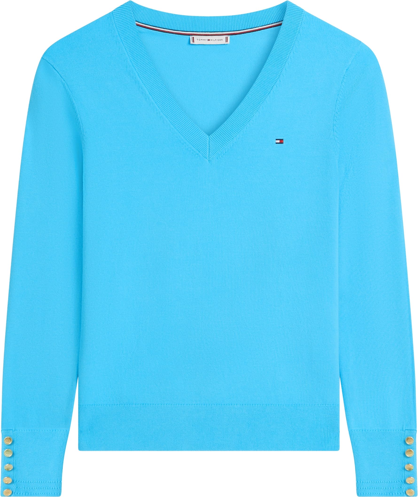Tommy Hilfiger Co Jersey Stitch V-NK sweter Ww0ww40098 sweter, niebieski (gligid blue), M Kobiety