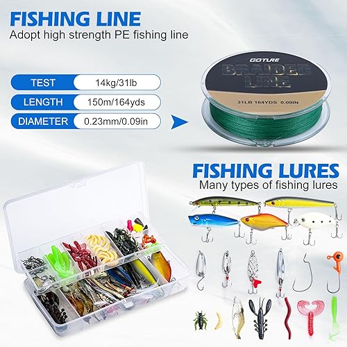Miniatura 6 de Goture Fishing Rod and Reel Combos-Telescopic Fishing Pole Spinning Reel Lures Set with Carrier Bag,Telescopic Rod Kit for Starter Travel Saltwater