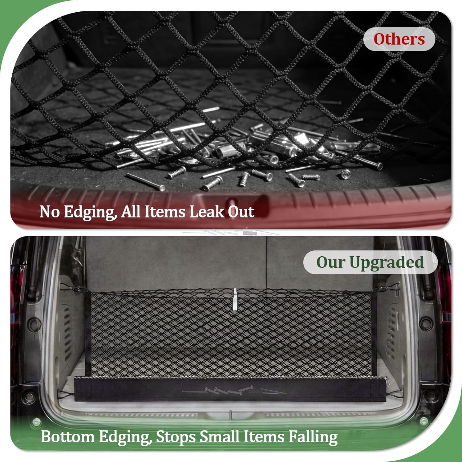 3-Layer Cargo Net for Jeep Grand Cherokee L (3Row) 2021-2026, Zipper Bag Trunk Net for SUV, Heavy Duty Oxford Cargo Organizer Storage Nets with Carabiners