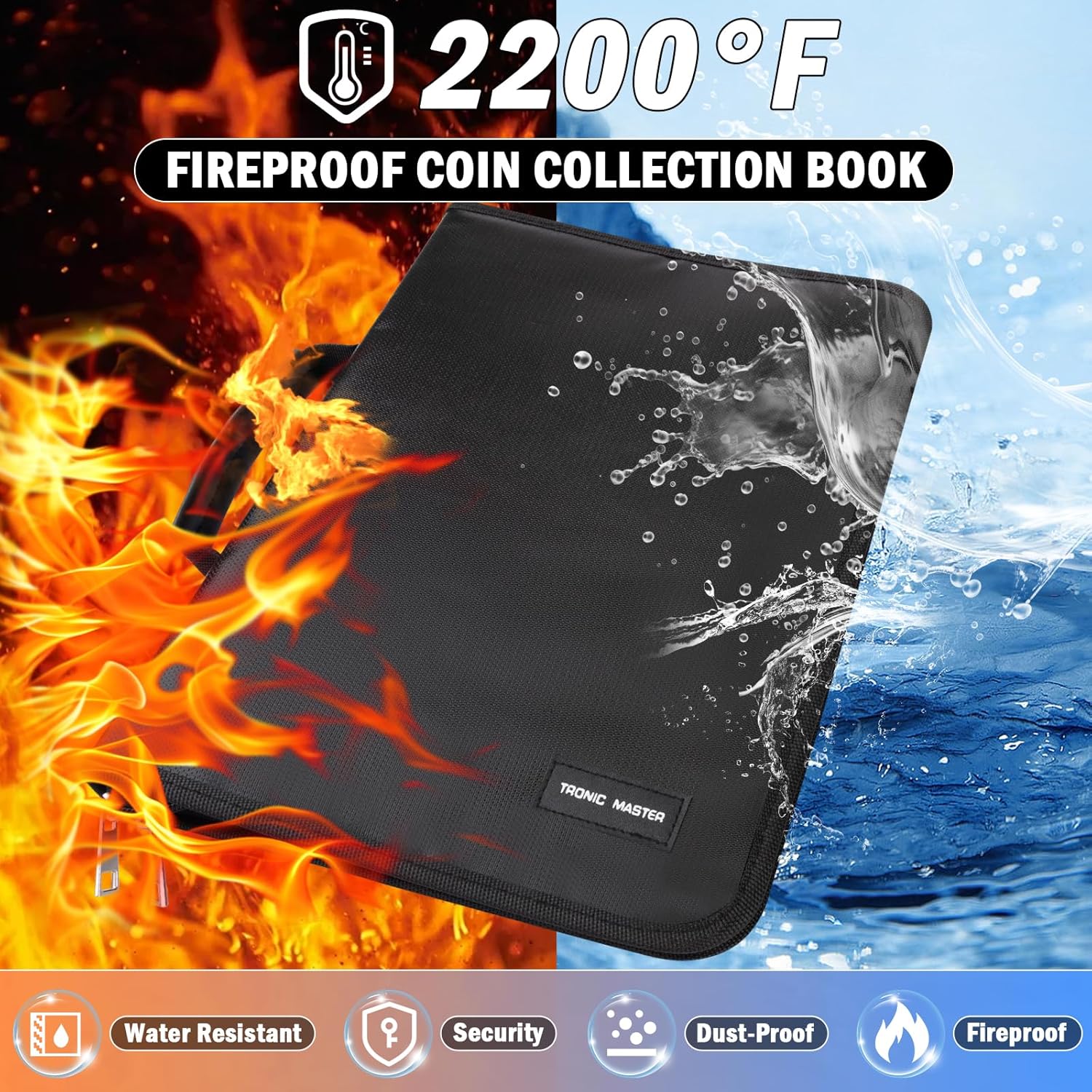 Coin Collection Book Holder Organizer - 410 Pockets Coins Collection Supplies Album for Collector 36 Sleeves Money Storage Case Fireproof Coin Currency Collection Bill Pennies Cash Black