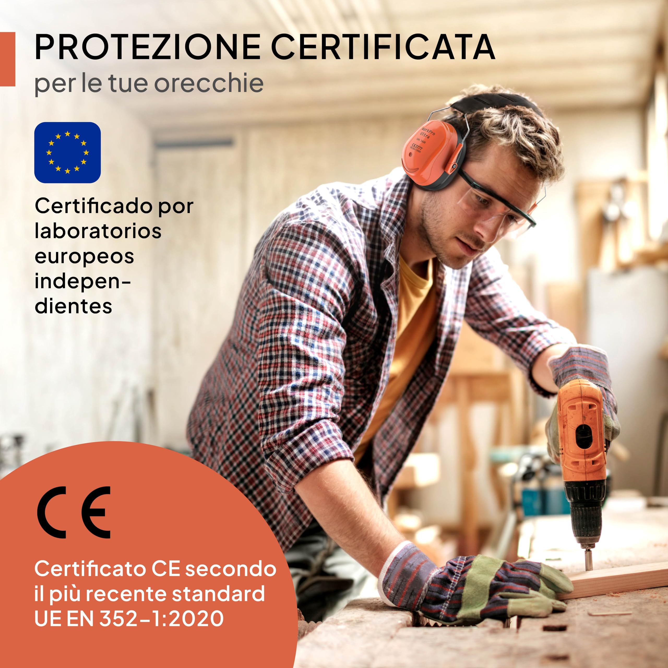Senner ® WorkPro Ultra | Cuffie Antirumore per Lavoro e Tempo Libero – Paraorecchie di Sicurezza Regolabili, Cancellazione del Rumore, SNR 33-34 dB, Protettori Auricolari CE, Unisex