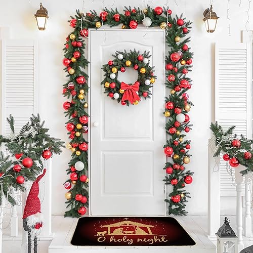 Miniatura 6 de AnyDesign - Felpudo de Navidad para puerta delantera, para Navidad, invierno, vacaciones, decorativo, antideslizante, rectangular, tapete para