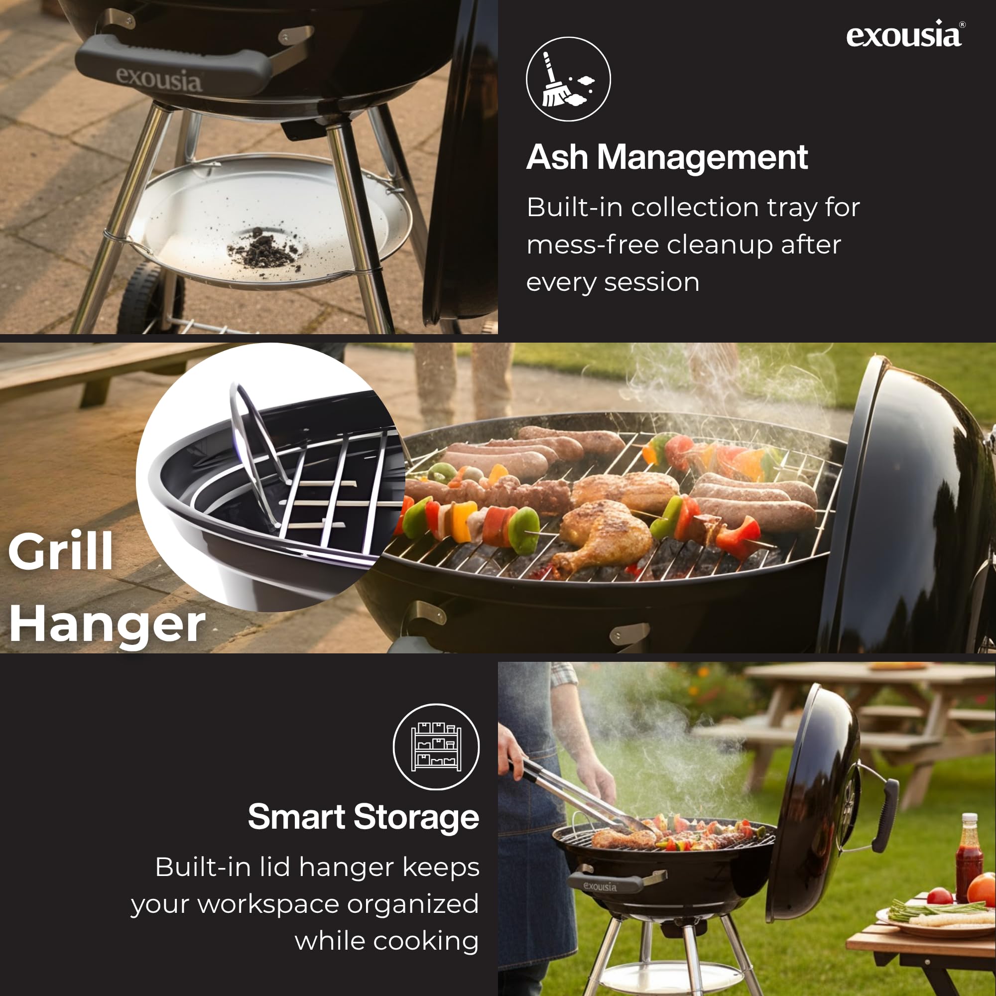 Exousia Charcoal Grill - Portable Fire Bowl -3