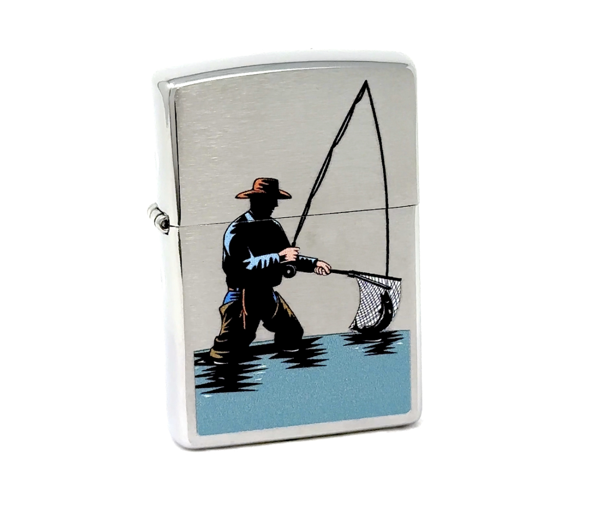 Amazon.com: Zippo Lighter- Catching A Fish Fisherman Brushed