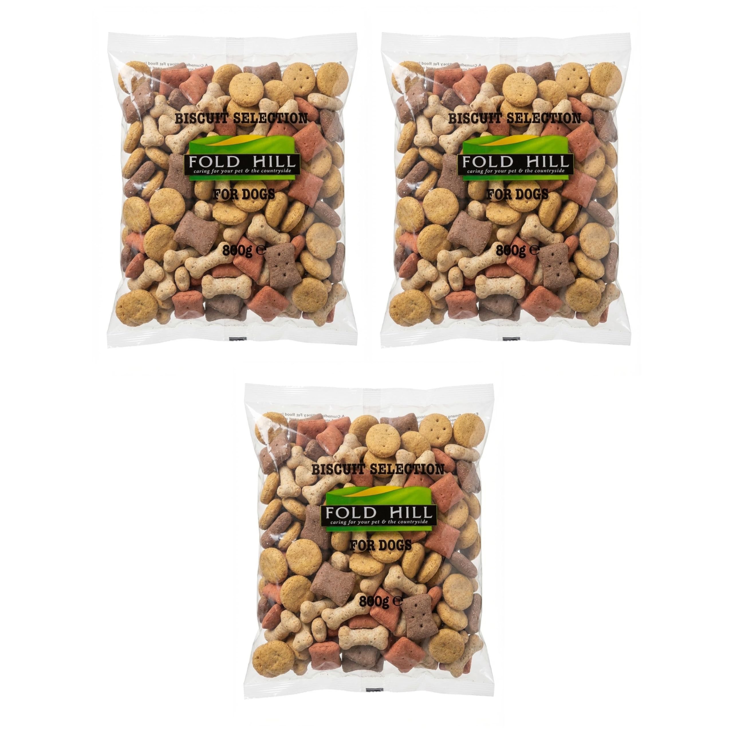Fold Hill Dog Treats Biscuit Variety Selection Maintains Healthy Teeth & Gums - 3 x 800g