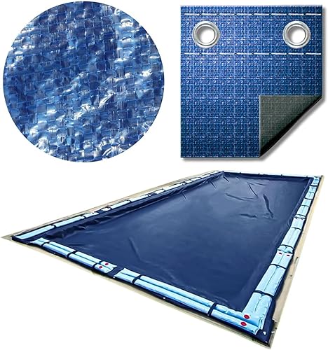 SWIMLINE HYDROTOOLS Super Guard Heavy Duty Pool Cover For Above Ground Swimming Pools |17 X 29 FT Cover | Blue / Black | Water Tube Sleeves | UV