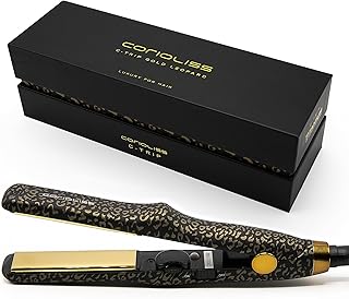Corioliss C Trip Mini Plancha Pelo Viaje | Placas de Titanio | Pelo Corto | Control de temperatura 150º-200º Leopard Gold