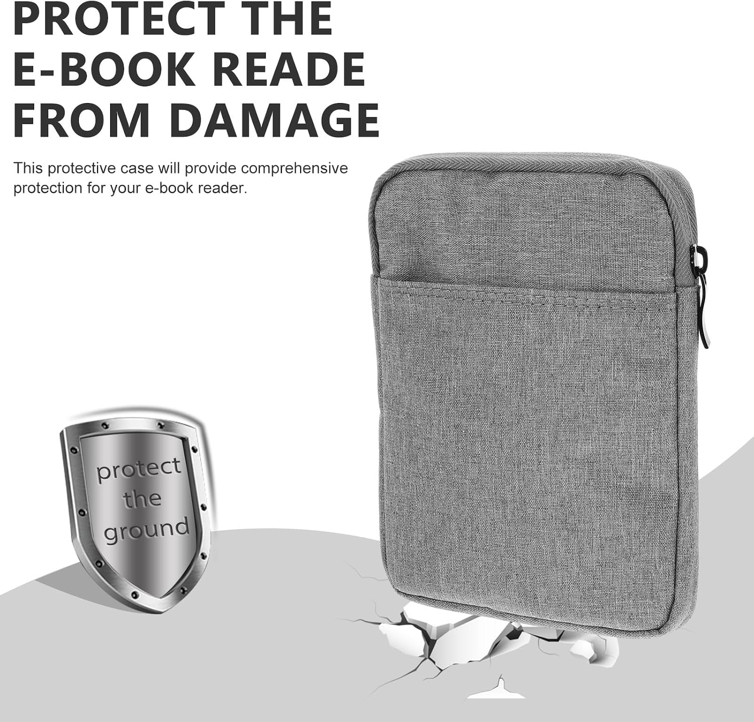 SEWACC 6-inch Ebook Reader Case Protective Cover Waterproof Sleeve Travel E-Reader Carrying Bag Light Gray for Portable Electronic Devices