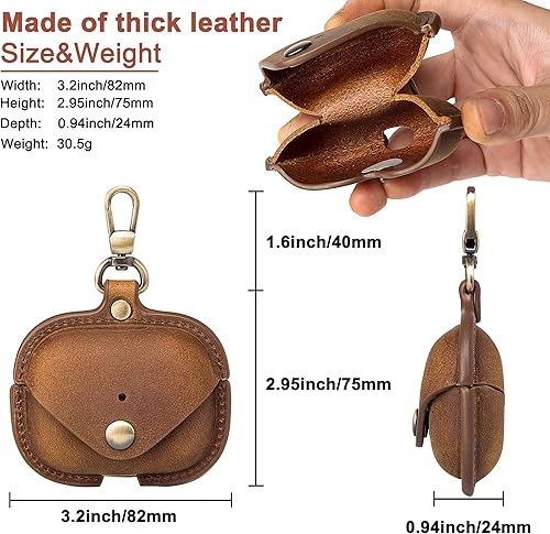 Miniatura 4 de Funda de carga para Apple Airpods Pro 3 (2025). Hecha a mano totalmente hecha a mano, de piel de vaca de caballo loco vintage, funda protectora