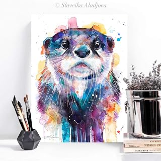 Otter watercolor painting print by Slaveika Aladjova