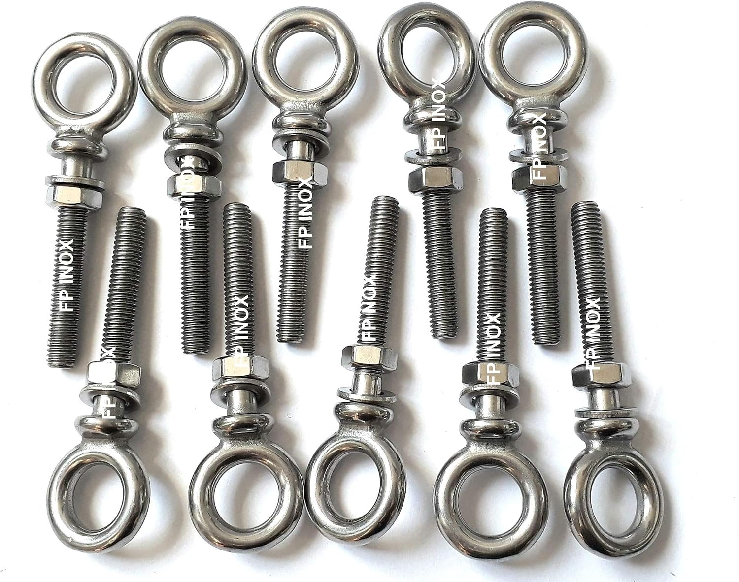 Lot De 2 Anneaux Avec Tige Filetée Inox A4 - M6 X 60 Mm - Piton En Inox