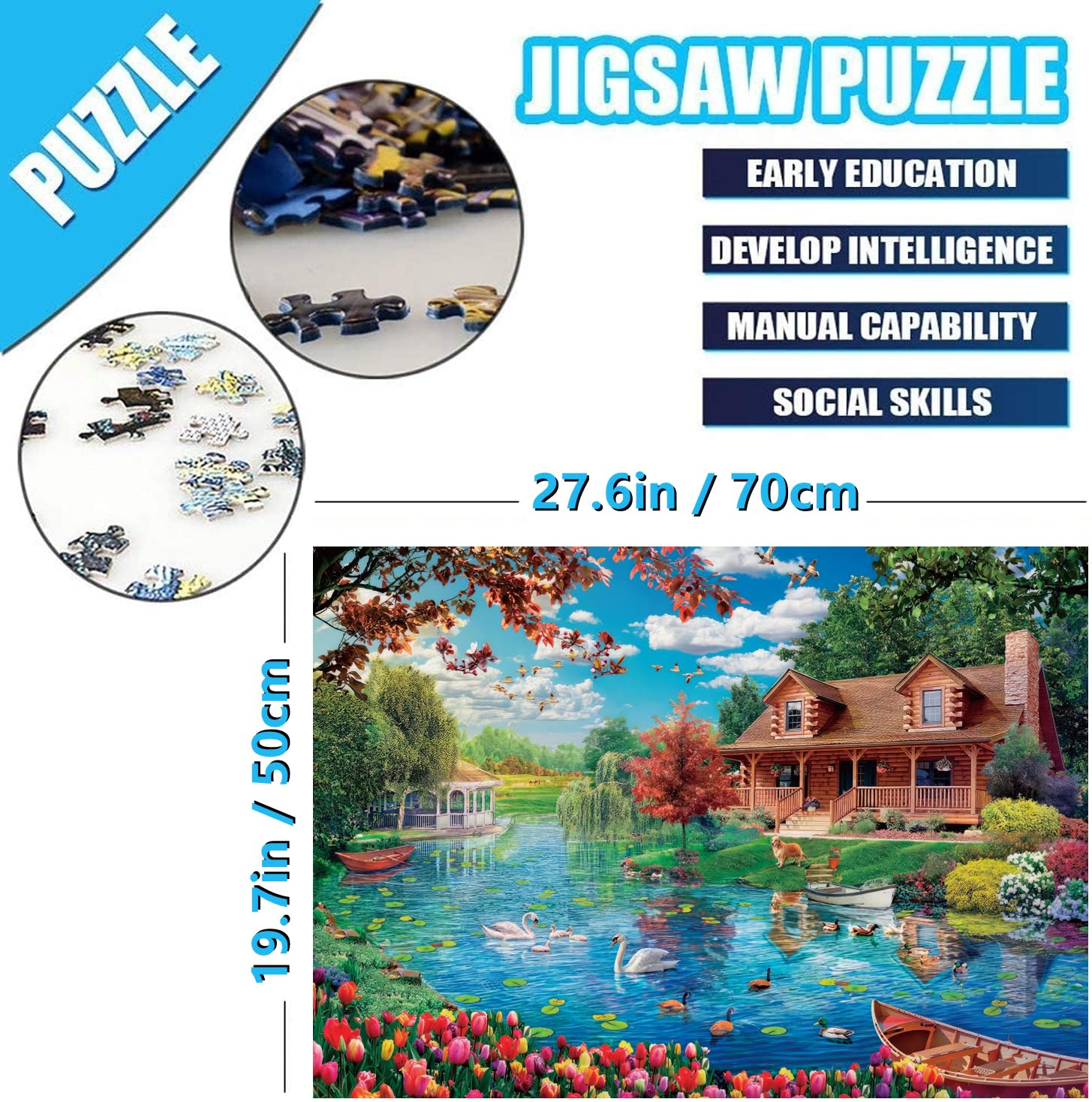 Jigsaw Puzzles for Adults 1000 Piece Spring River 27.56 x 19.69 Inch Jigsaw Puzzle for Adults Educational Game 1000 Pieces Puzzles for Adult - Image 4