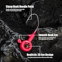 Vista 3 de Alwonder Panfish - Señuelos de cangrejo, anzuelos de pesca con ojos 3D, llamativos señuelos de crappie vívidos, cabeza de plantilla de pesca