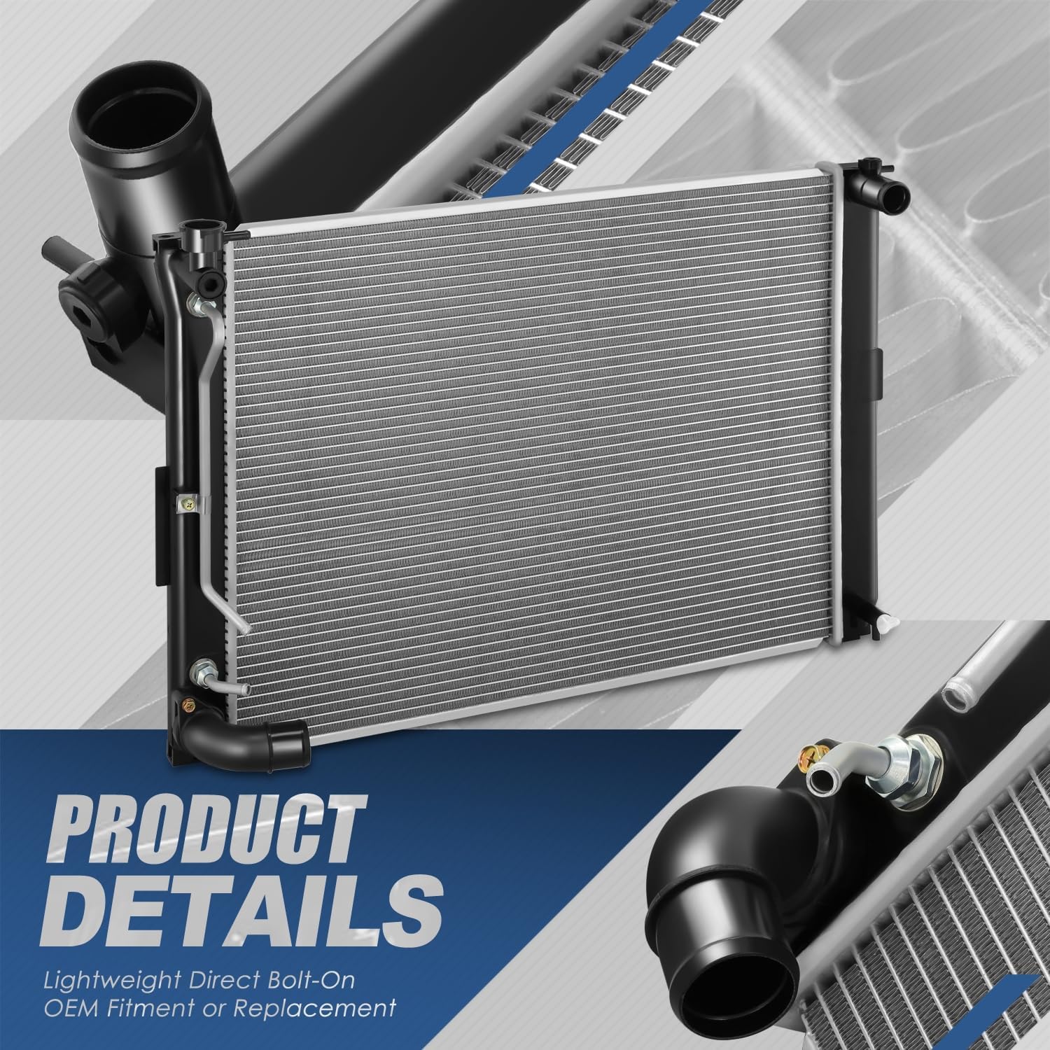 Auto Dynasty Aluminum Radiator Compatible with 2004 2005 2006 Lexus RX330, 1-Row Radiator w/Transmission Oil Cooler, Natural Black/Metallic, DPI 13256