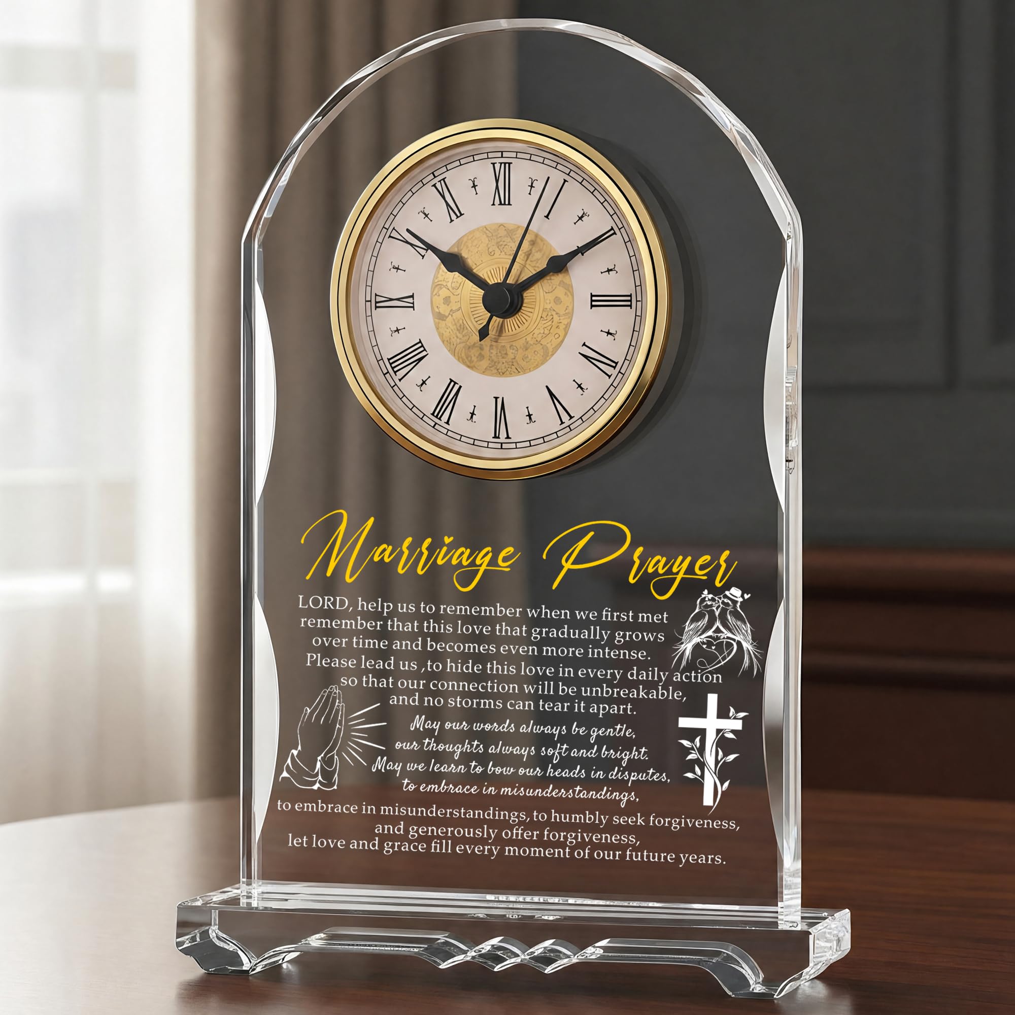 Ghtixsu Crystal Clock Wedding Gift for Couples