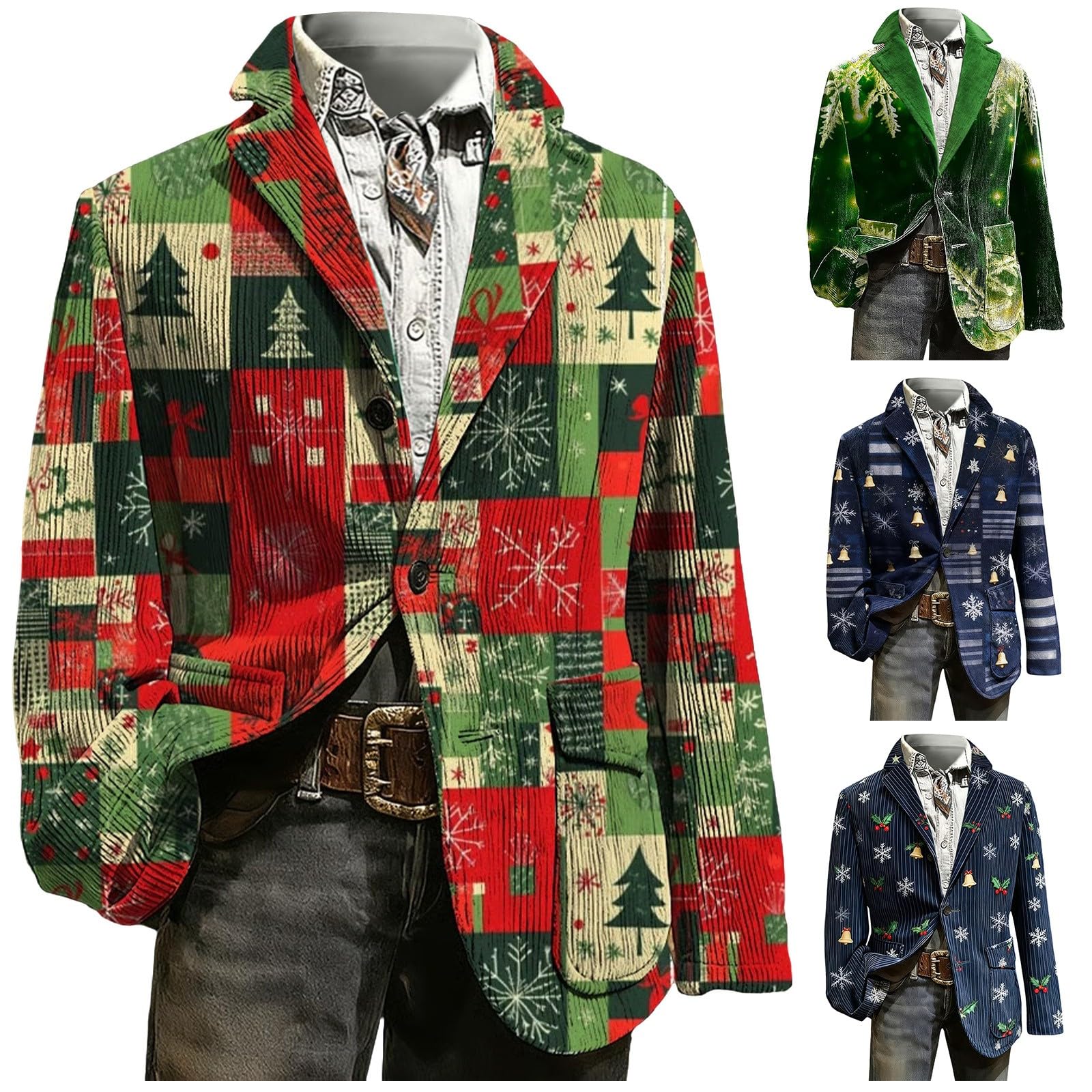 Chaquetas para árbol de Navidad para hombre en pana cómoda 5