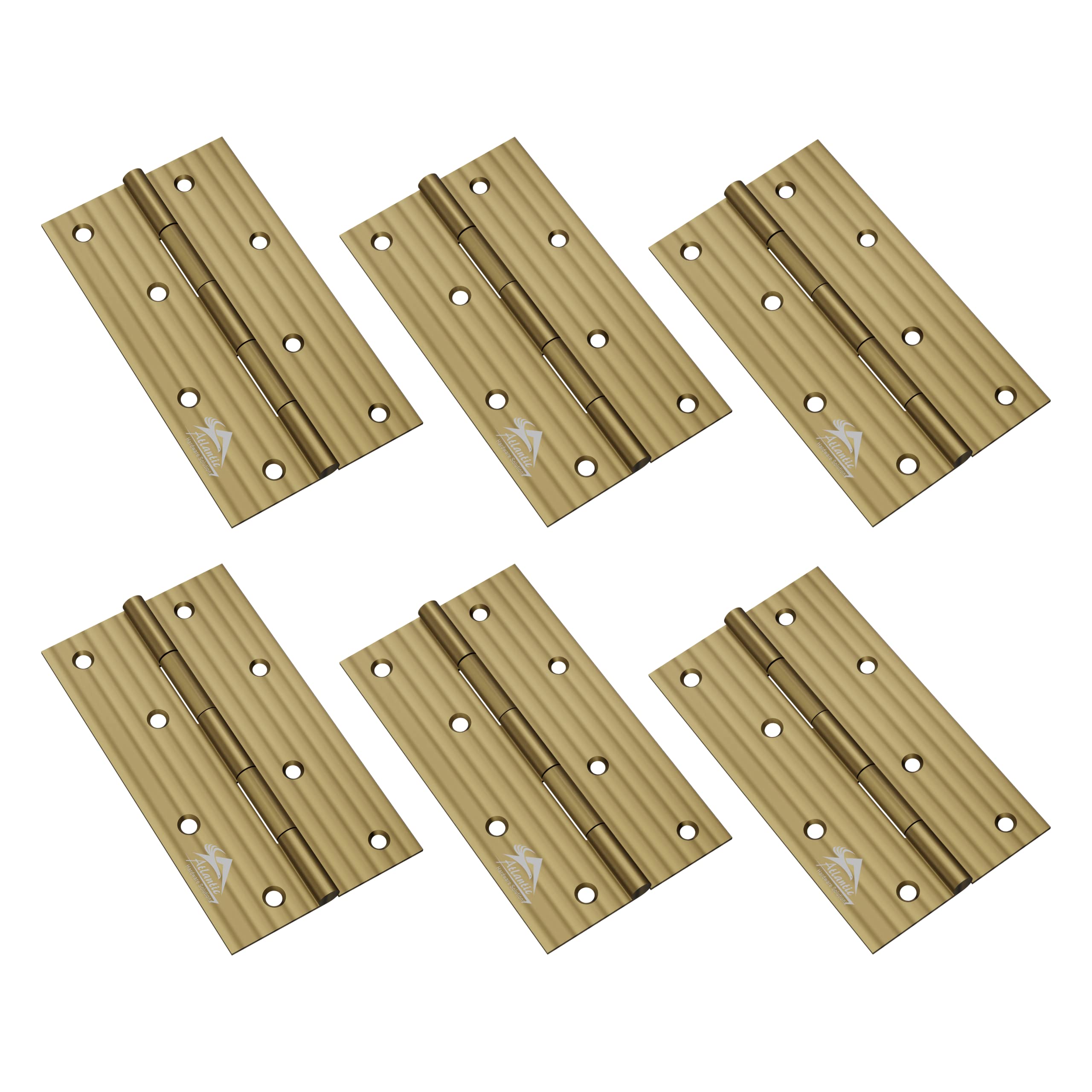 Atlantic Door Butt Hinges 5 Inch x 12 Gauge/2.5 MM Thickness, Premium Stainless Steel Welded Head, Office, Bedroom,Kitchen,Bathroom Premium Stainless Steel Welded Head Antique Finish, Pack of 6 Pcs