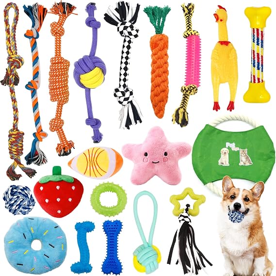 Juguetes De Cuerda Para Perros - Pack De 4 Piezas (mordedor, Pelota, Nudo), De Algodón Y Lino, Para Perros Pequeños Y Grandes
