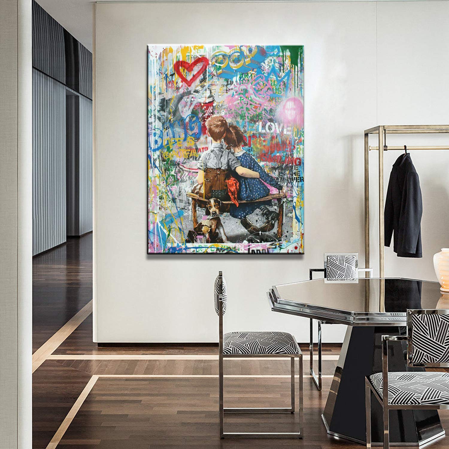 Amazon.co.jp: バンクシー アートパネル 女の子 赤い風船ス トリート