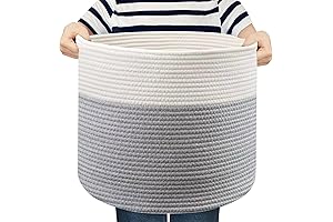 Rope Basket for Storage, 16"x14" Gray Large Blanket Basket
