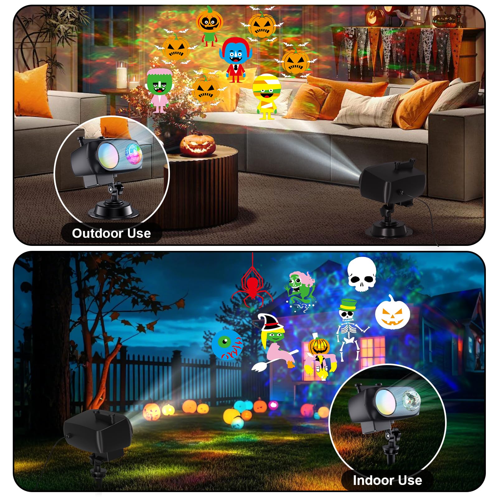 Luces de proyector de Navidad de Halloween, 2025 luces de proyector de vacaciones para interiores y exteriores con control remoto y 20 efectos HD (onda del océano 3D) para decoración de 4