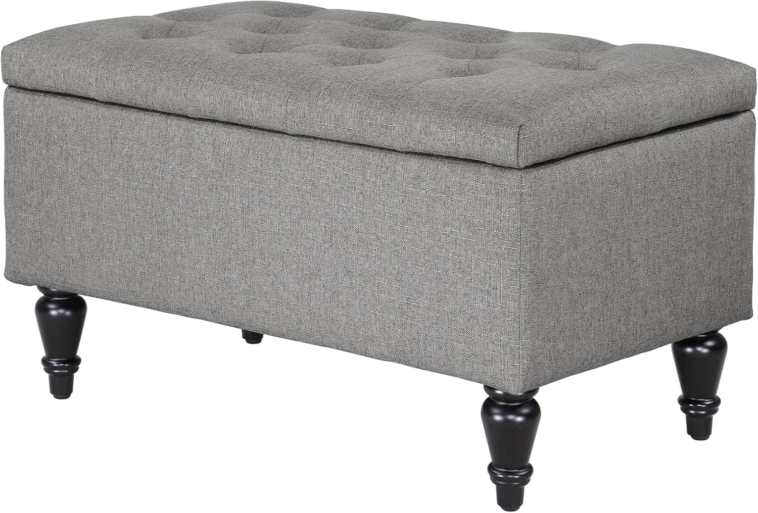MAYPEX 29’’ Ottoman Indoor Tufted Rectangular Storage Ottoman Coffee Table Seat Smooth Hinge Lid Storage Bench for Living Room Bedroom Office Grey