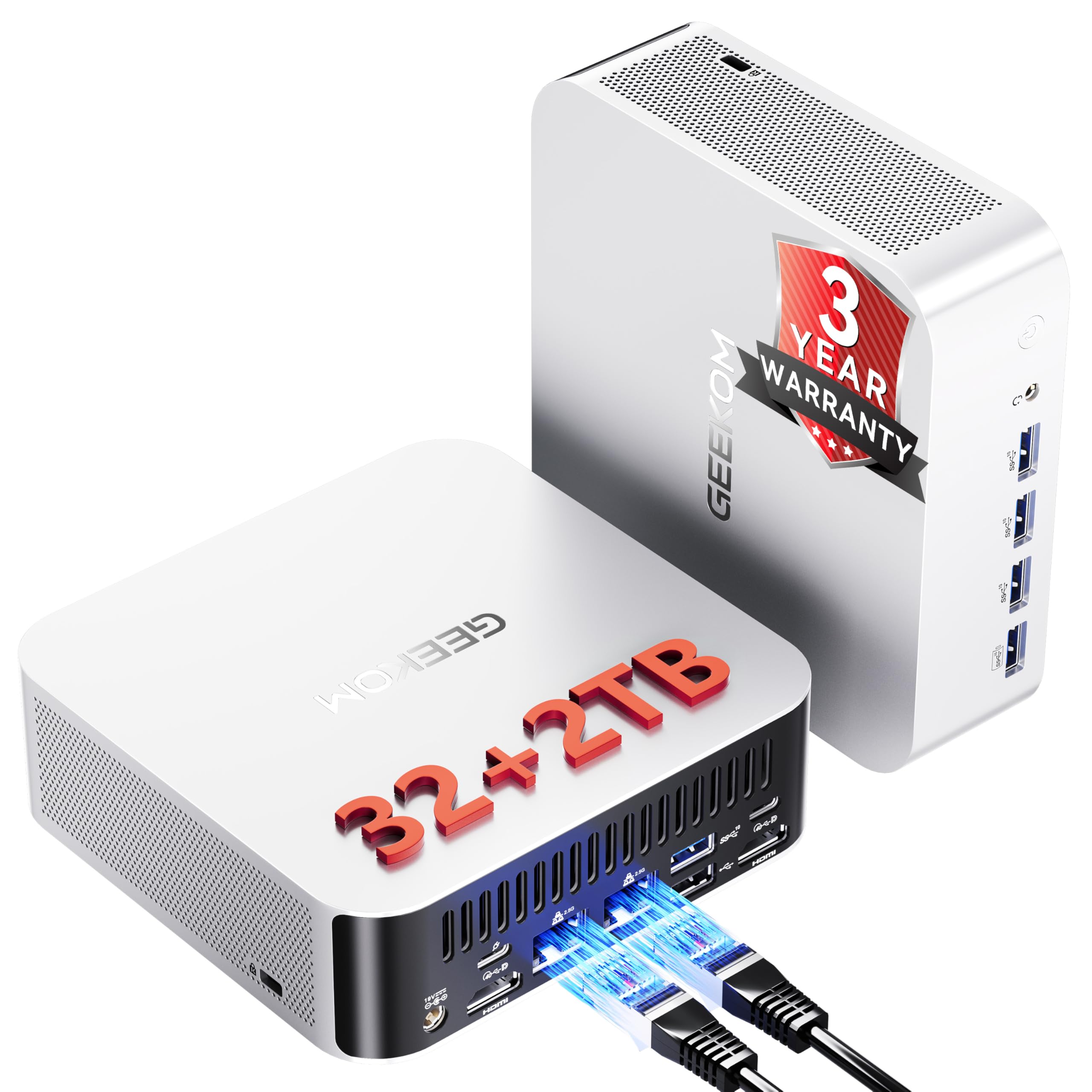 GEEKOM A9 Max [Il Primo Mini PC con Zen 5] con AMD Ryzen AI 9 HX 370 | | 32GB DDR5 (max 96GB) + 2TB SSD | Win 11 Pro | 4x Uscita 8K (HDMI/USB4/DP) | Doppia LAN 2.5G, WiFi 7 per pfSense/OPNsense