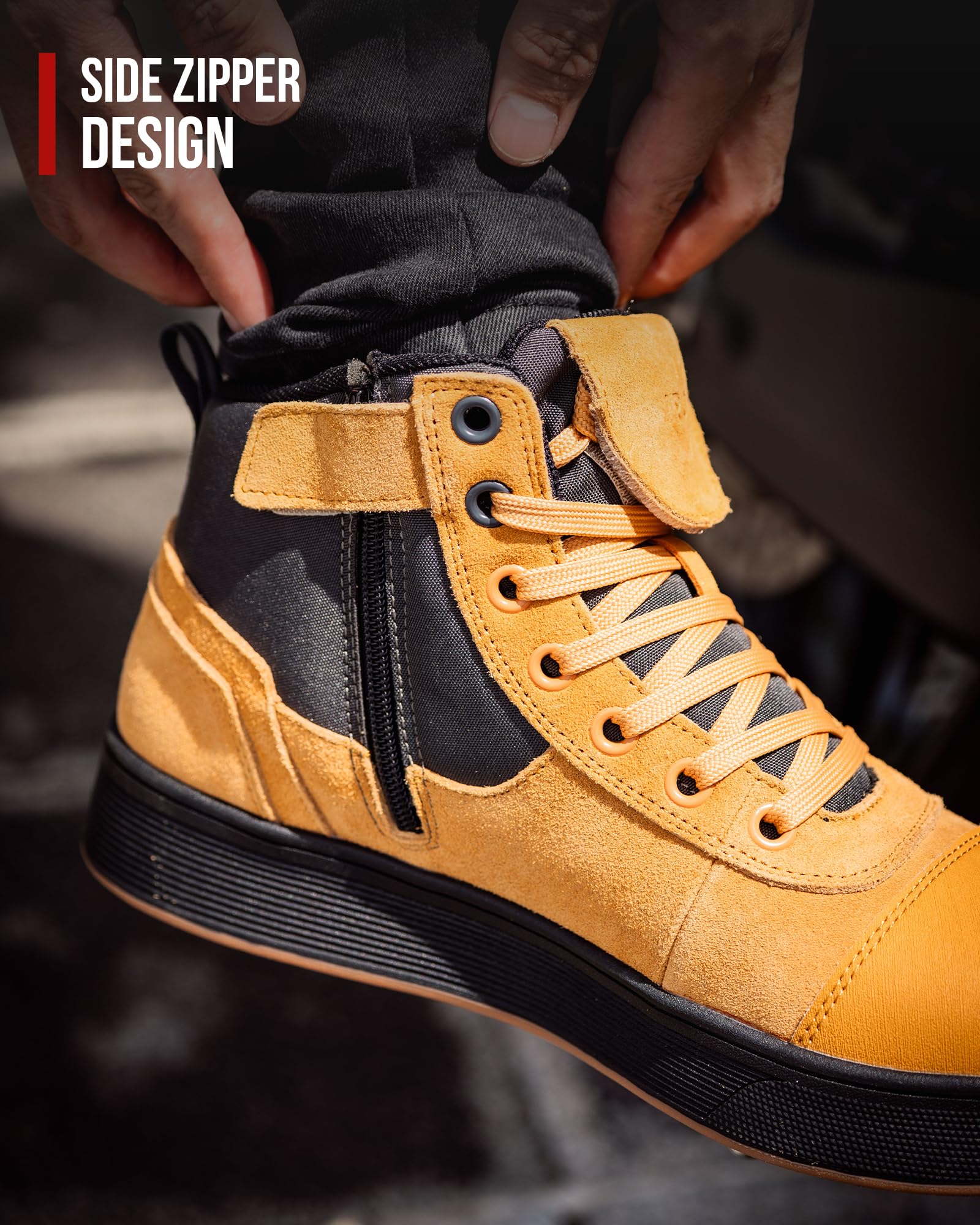 RIDEIRON Chaussure Moto Homme Femme Conforme CE Bottes Moto | Semelles épaisses Antidérapantes,Imperméables Respirantes avec Soutien la ChevilleFermetures à Glissière Latérales