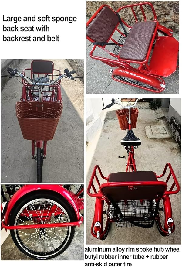 Triciclo Rickshaw para Adultos con 3 Ruedas y Suspensión miniatura 8