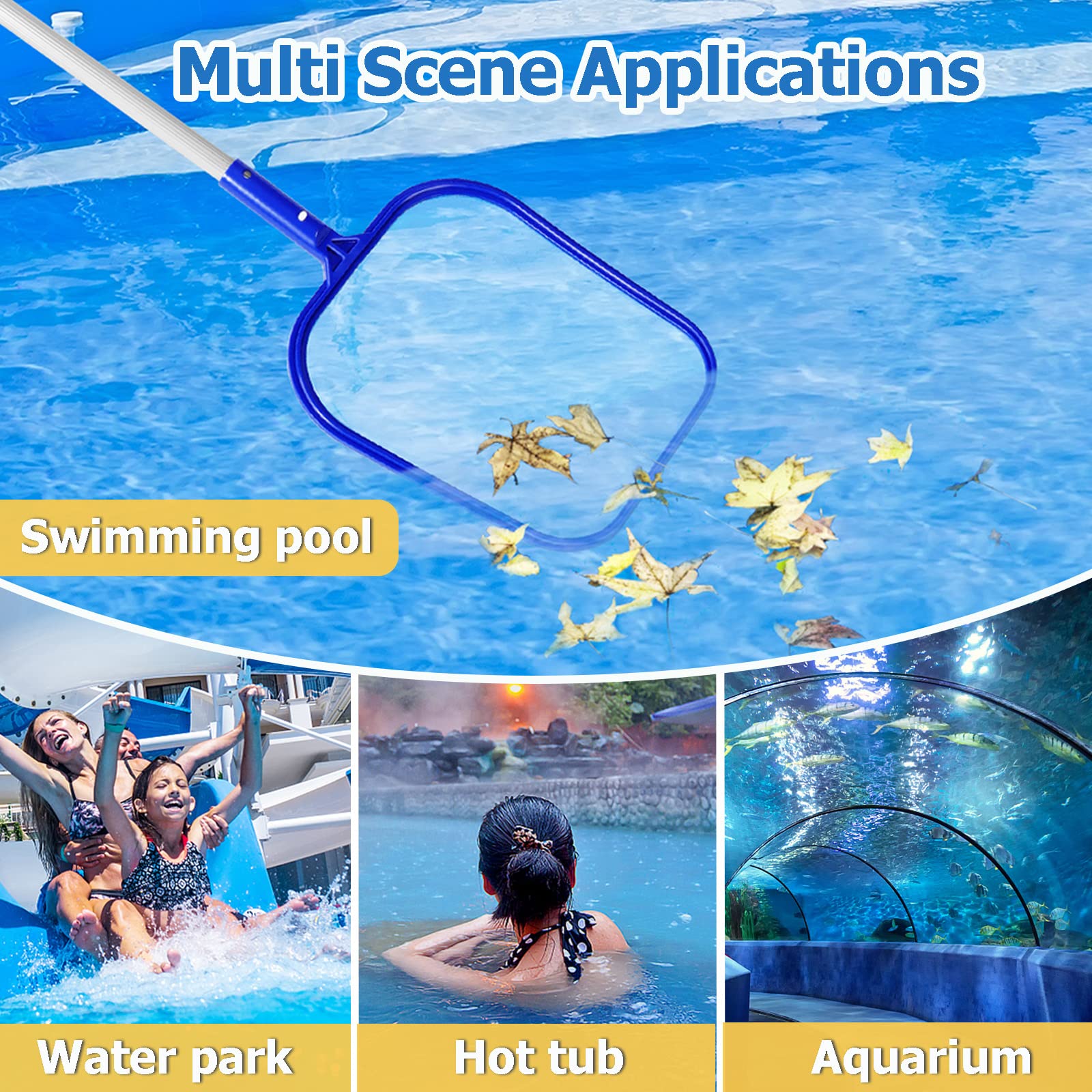 ANSTEN Retino per Piscina con aste telescopiche, Retino Piscina Retino Pulizia Piscina, Retina Foglie Raccogli, Retino Piscina Professionale per Pulizia Piscina, laghetto, fontana o acquario