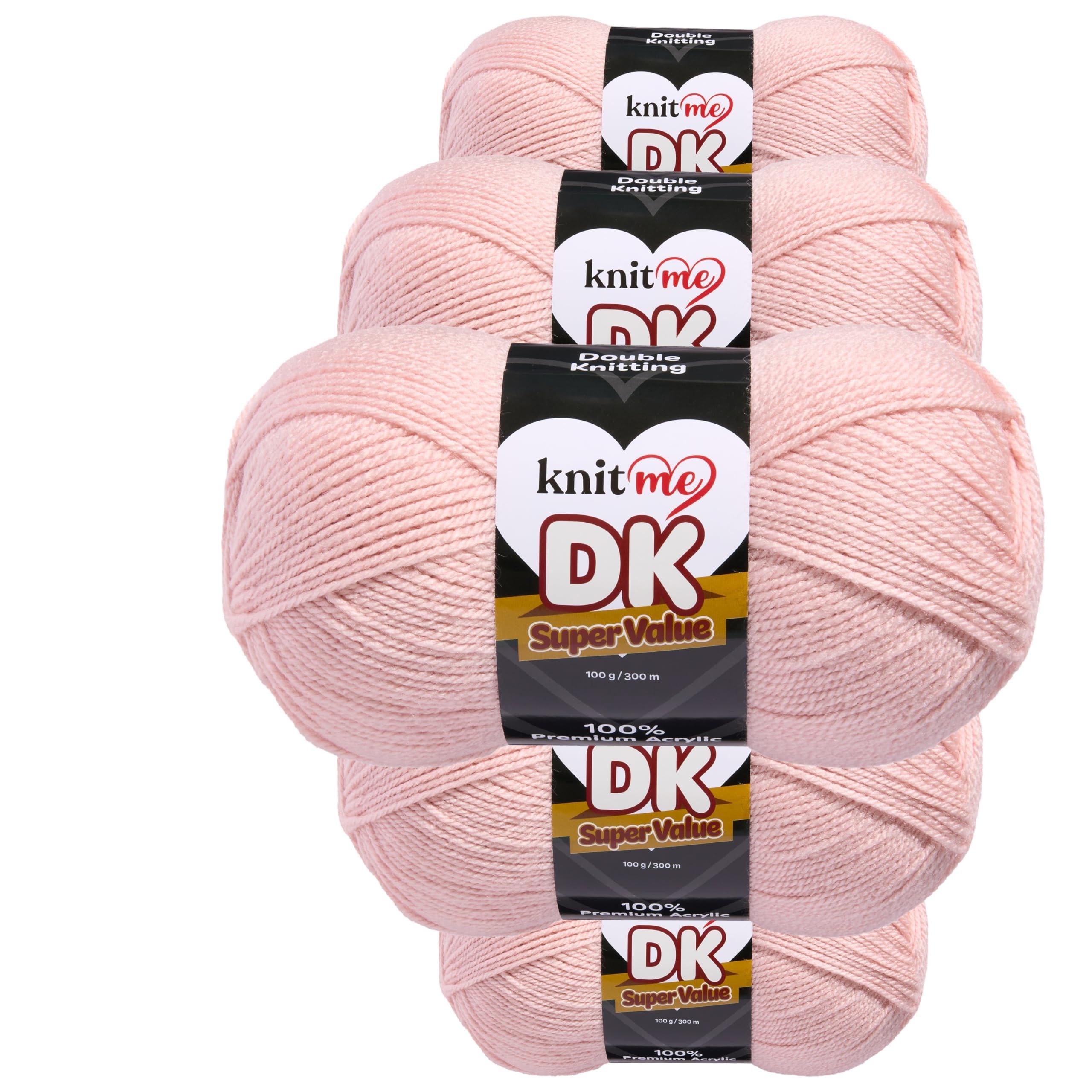 Knit Me DK Double Knitting Yarn Hypoallergenic Acrylic 5X 100g (Baby Pink) โ image 1