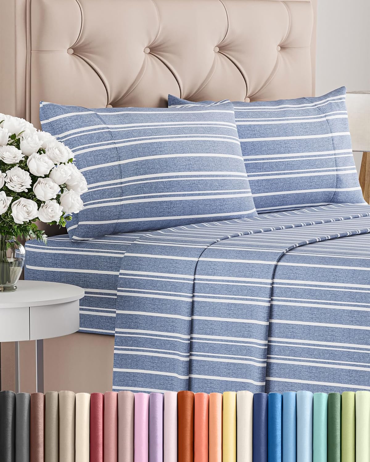 Queen Size 4 Piece Sheet Set - Comfy Breathable & Cooling Bed Sheets Set - Hotel Luxury Bedding for Women, Men, Kids, Teens, Boys & Girls - Deep