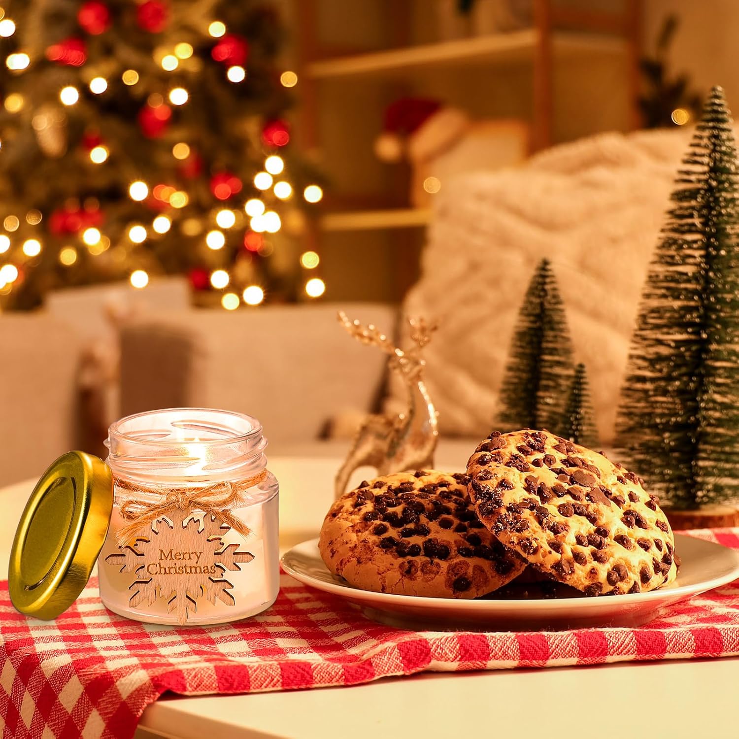 Tondiamo 20 Pcs Christmas Candle Jar Gift Bulk Natural Soy Wax Scented Candle Jars Christmas Stocking Stuffers Gifts for Xmas Winter Home Party Favors Decoration(Snowflake,Tree)