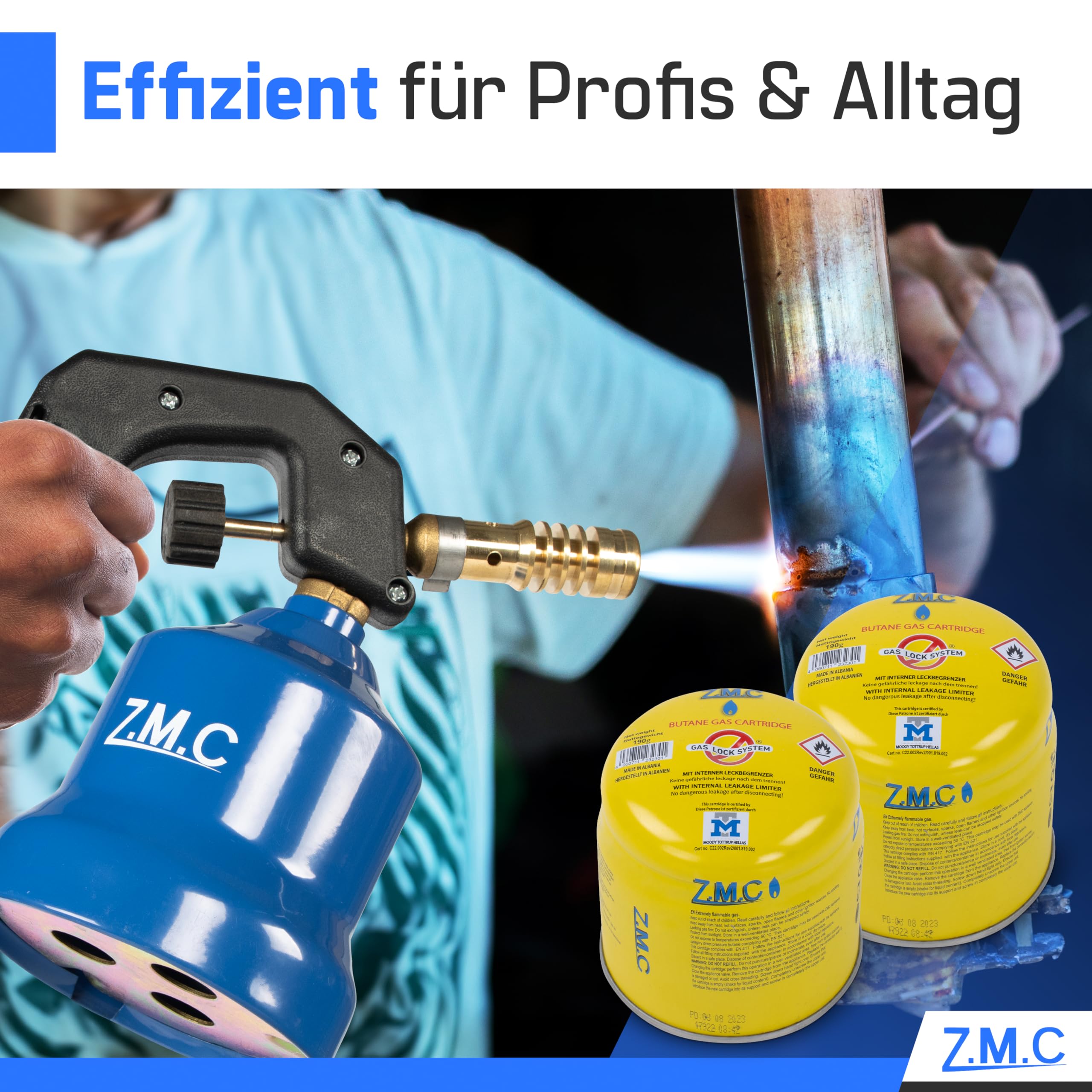 Z.M.C 24x 190g 400 ML Butane Cartouche de Perçage Gas Stechgaskartusche Gaz avec Soupape Sécurité pour Cuisinière à Brûleur Camping Bec Bunsen Soudage EN417