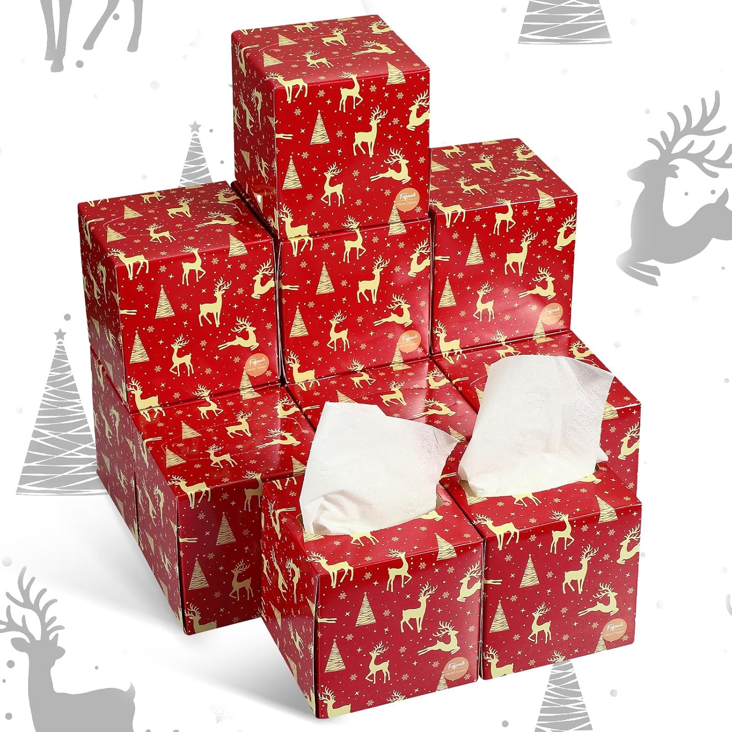 Fulmoon 12 Pcs Christmas Facial Tissue Cube Box Xmas