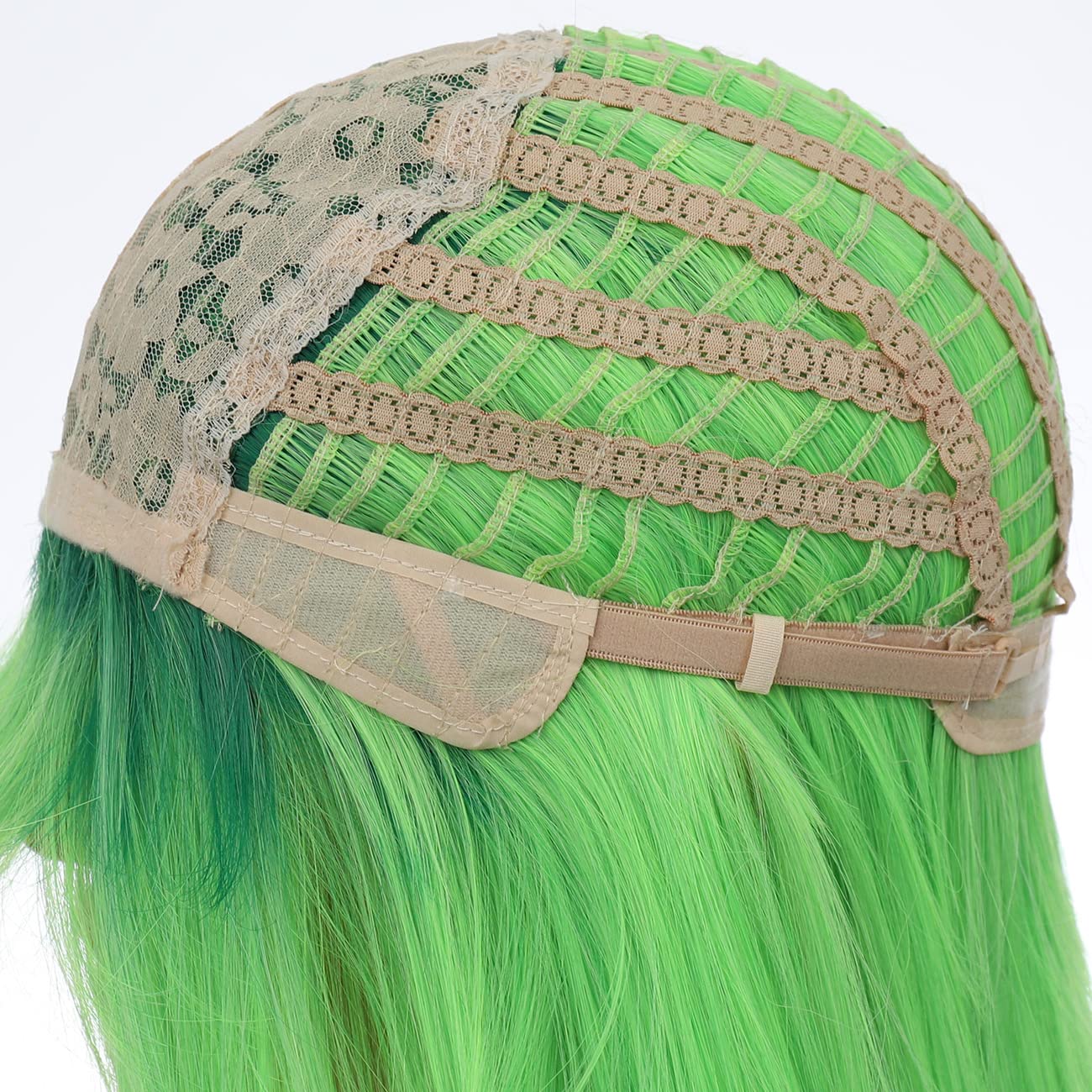 PATTNIUM Long Wavy Wig with Bangs Wig for Women Long Wig Cosplay Wig Heat Resistant Synthetic Wig (Lime Green)