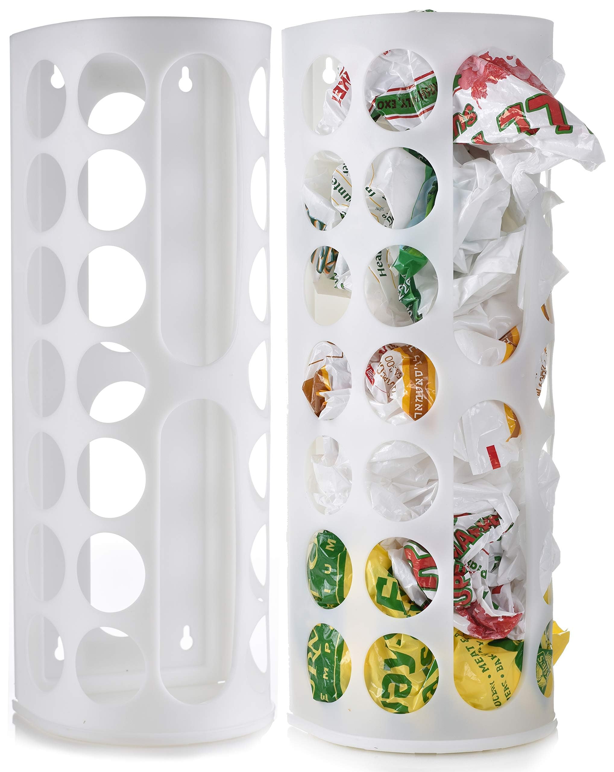 Handy Laundry Grocery Bag Storage Holder, Large Bag Dispenser, Neatly Store Plastic Shopping Bags & Keep them Handy for Reuse, Access Holes Make