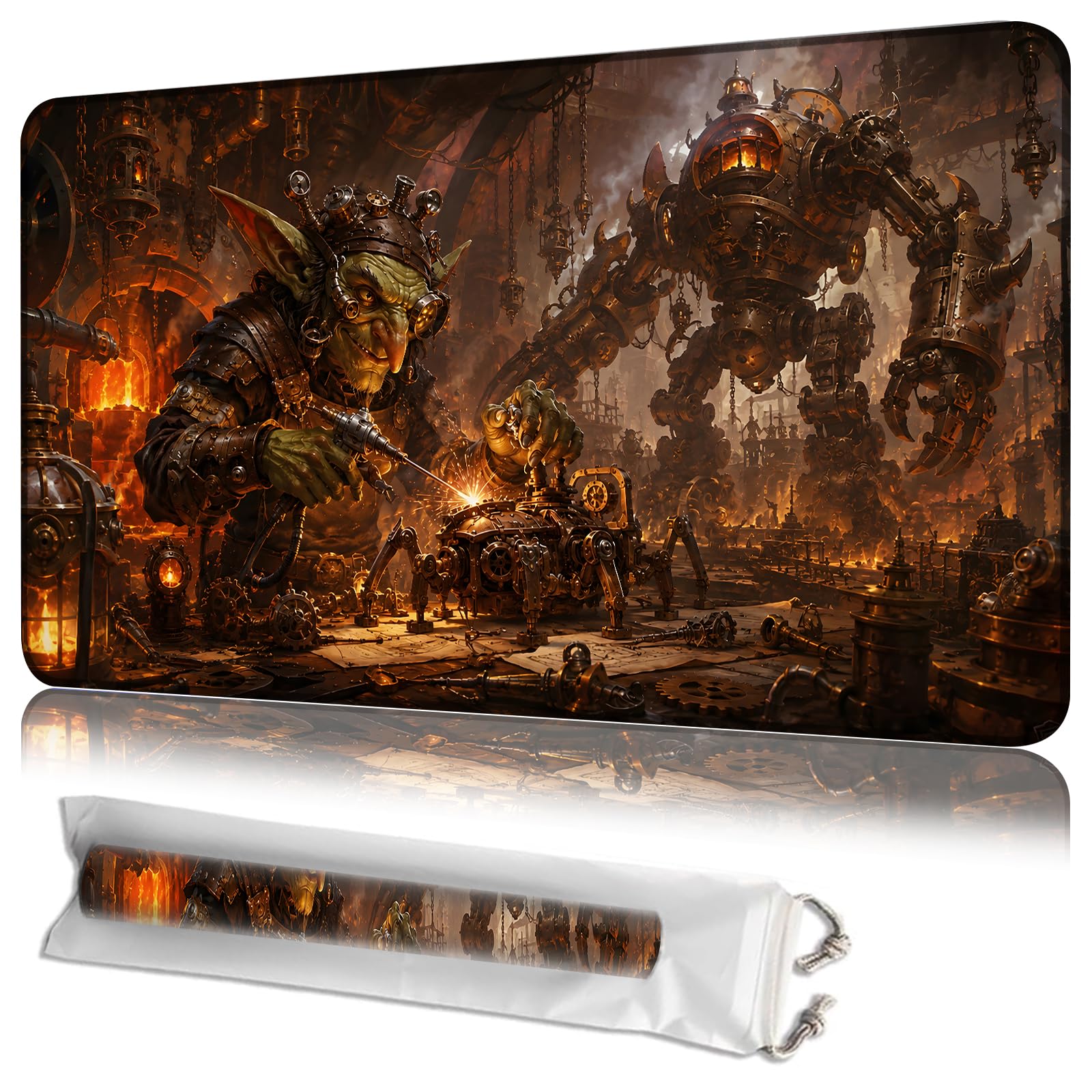 JANENFNA MTG Playmat 24 x 14 in with Storage Bag, Non-Slip Rubber Base