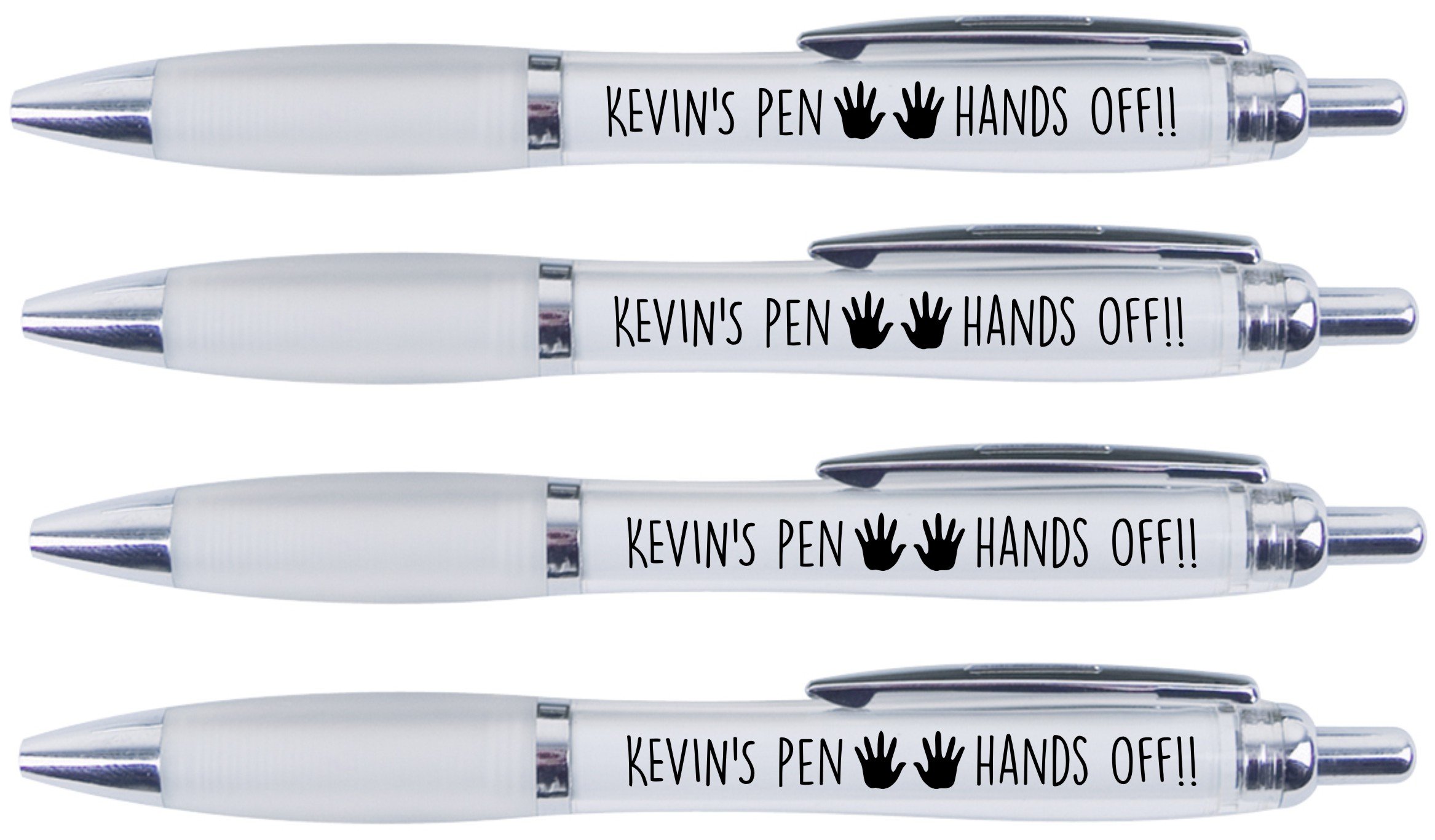 KEVIN'S PEN HANDS OFF!!, 4 PRINTED PENS FOR KEVIN