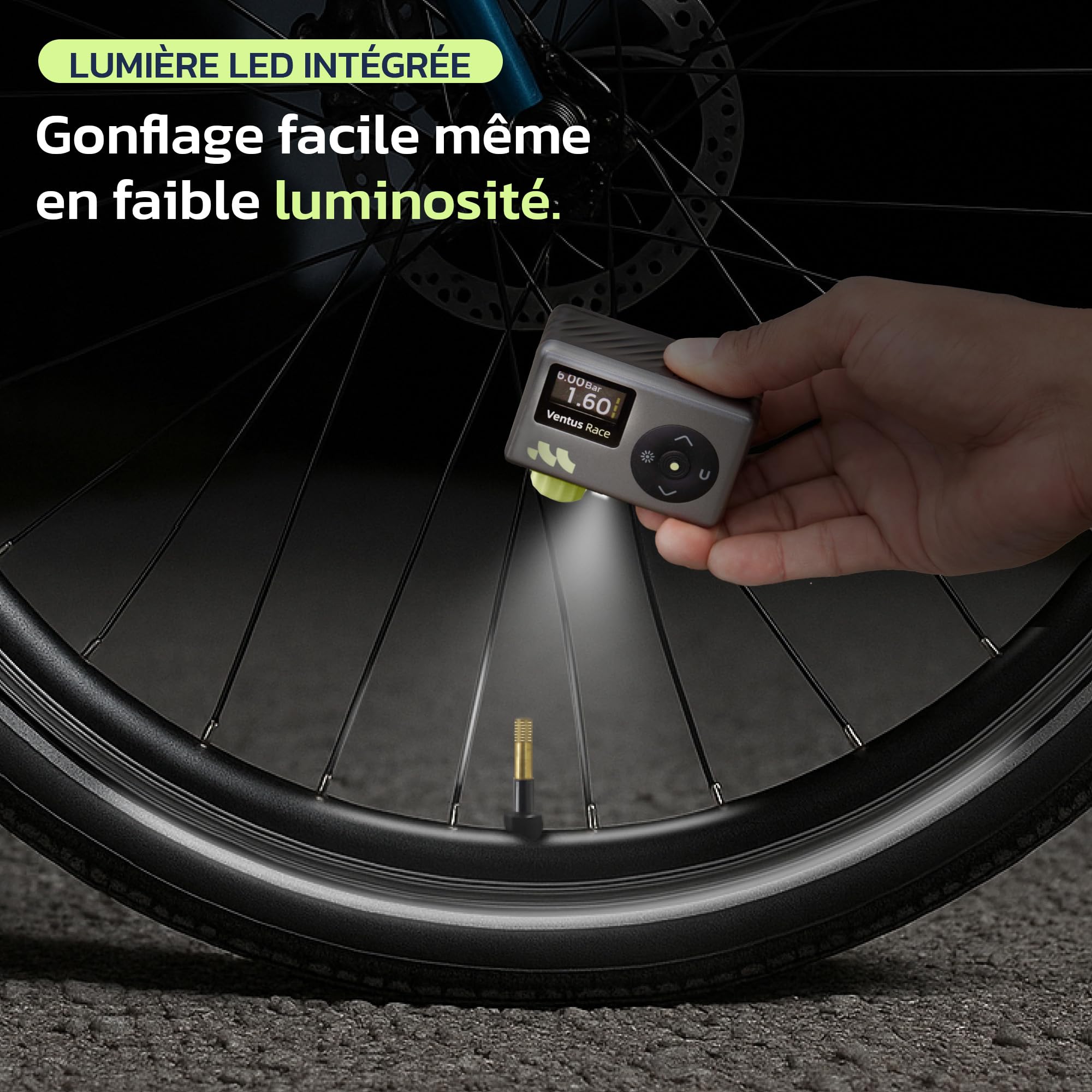 Woowind Pompe a Velo Electrique 120 PSI 8,3BAR Gonflage Rapide Mini Compresseur sans Fil