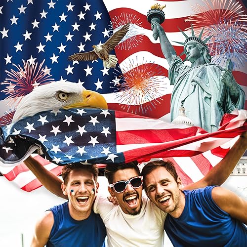 Miniatura 6 de Telón de fondo del Día de la Independencia, telón de fondo del 4 de julio de 7 x 5 pies, bandera estadounidense, bandera de Estados Unidos, retrato