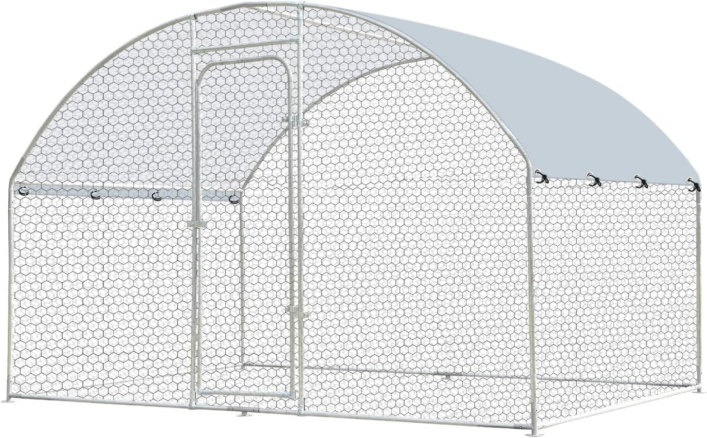 Large Chicken Coop, Metal Chicken Run for Yard with Feeding Door, 6.6 x 9.8 x 6.5 ft Chicken Coop Pen, Walk in Chicken Run for 6/10 Chickens Poultry Cage with Security Lock, Rabbit Cage for Outside