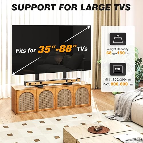 Miniatura 6 de 5Rcom Soporte universal para TV, patas grandes para televisores curvos planos de 37 a 86 pulgadas con gestión de cables, soporte de mesa para TV de