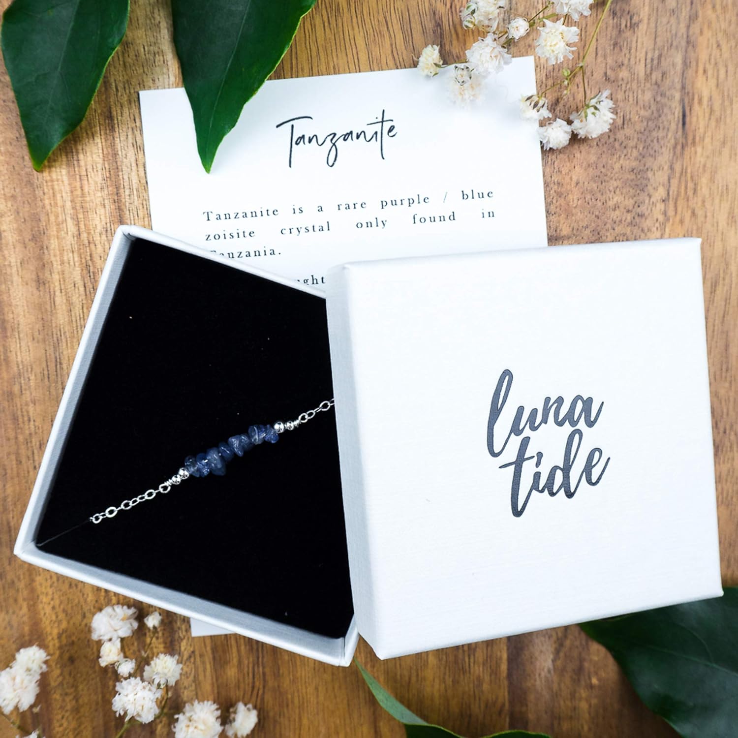 Luna Tide Tanzanite Chip Bead Bar Bracelet in Sterling Silver - Image 4