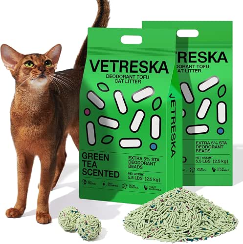 VETRESKA Tofu Cat Litter,Natural Kitty Litter Strong Clumping Flushable Cat